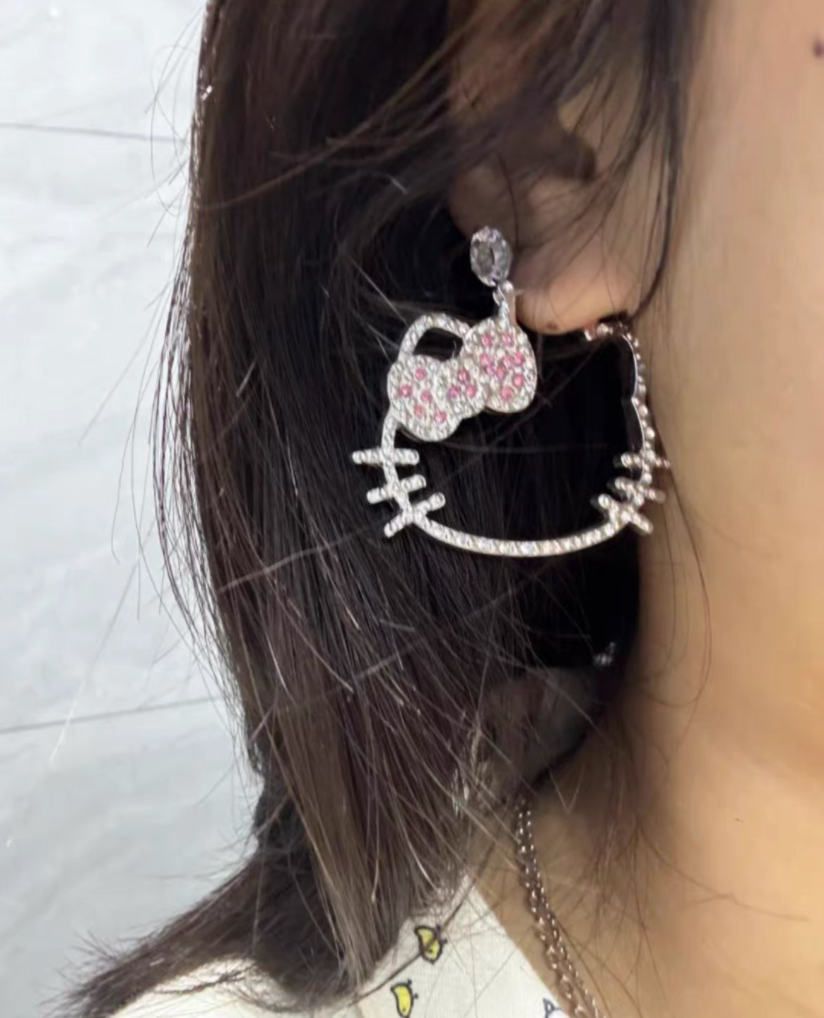 Crystal Kitty Hoop Earrings