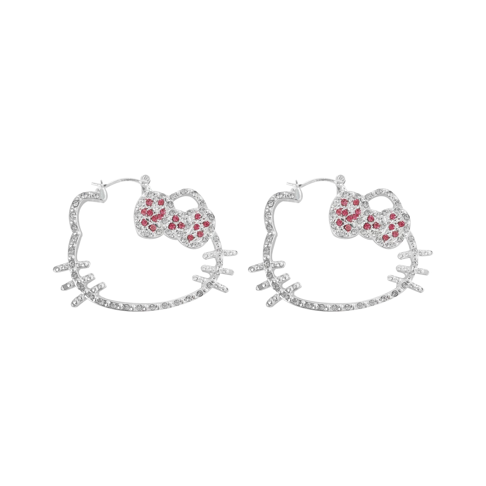 Crystal Kitty Hoop Earrings