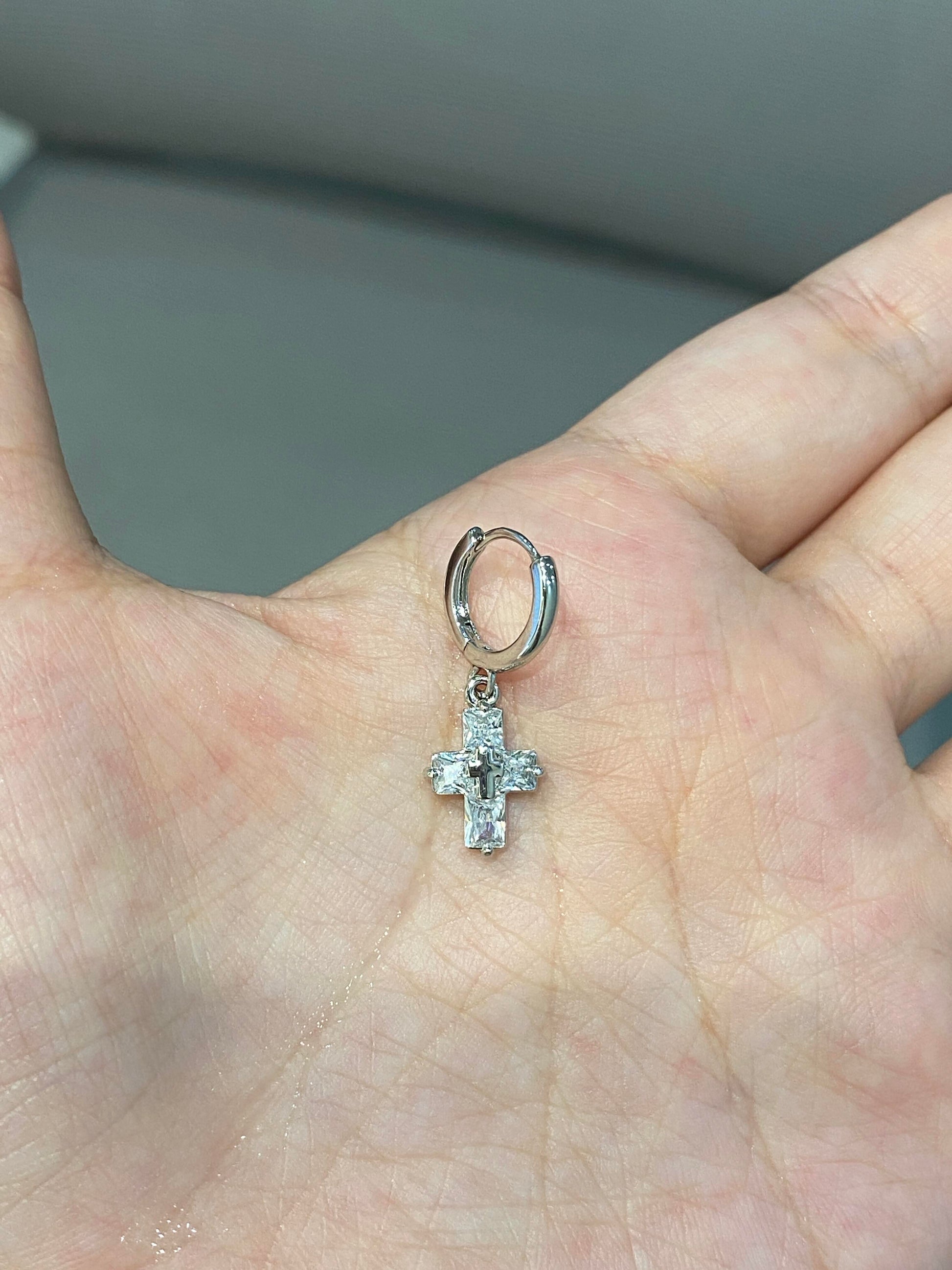 Crystal Cross Helix Earrings