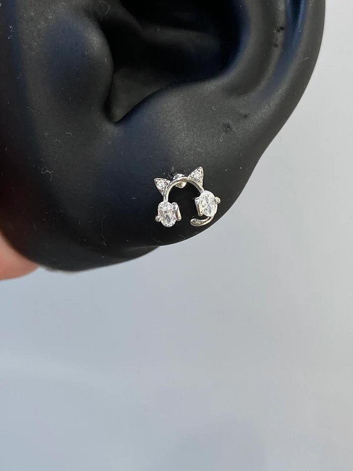 Pink Kitty Headphones Helix Earrings