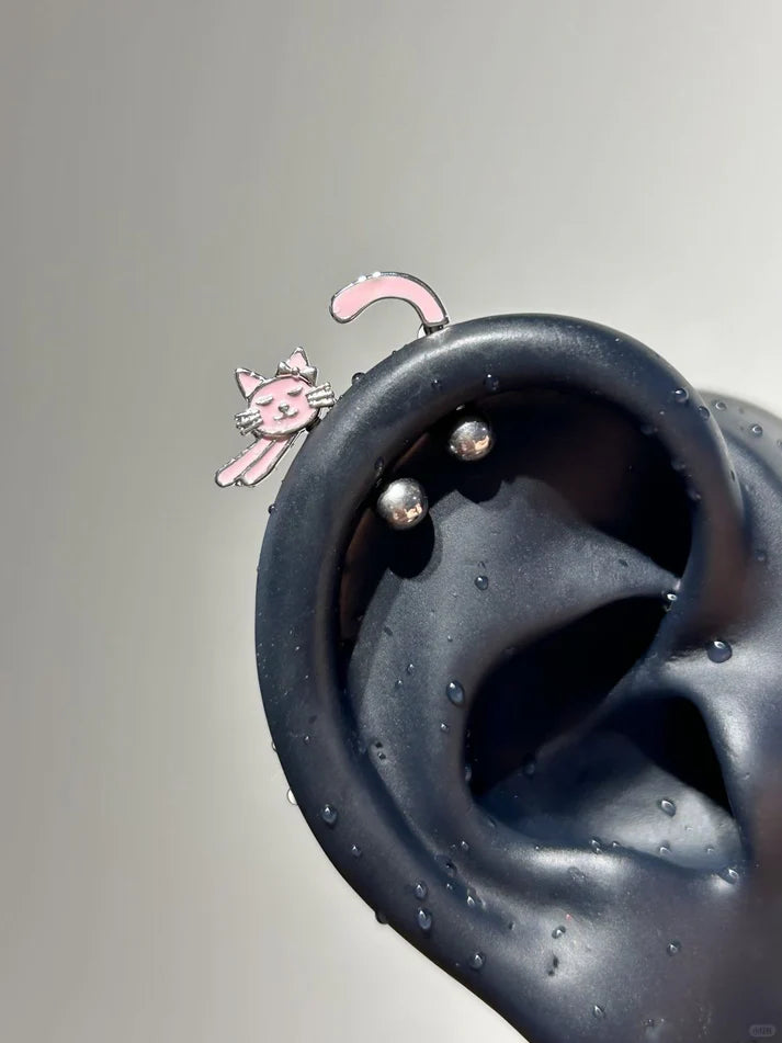Lazy Paws Vertical Helix Earrings