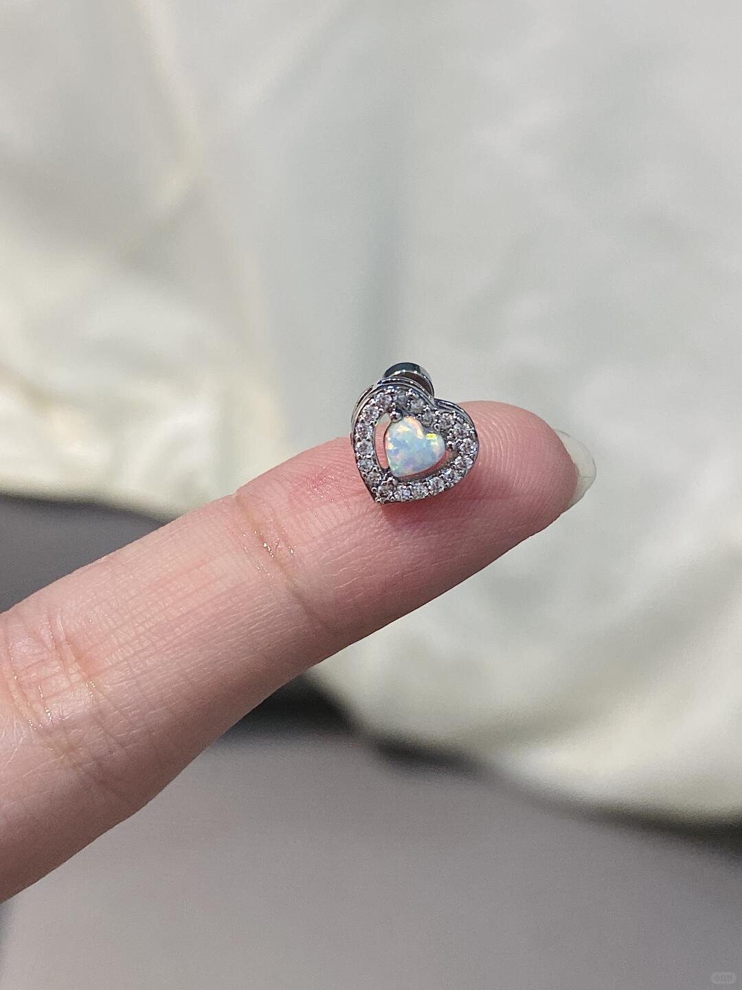 Frosted Heart Helix Earrings