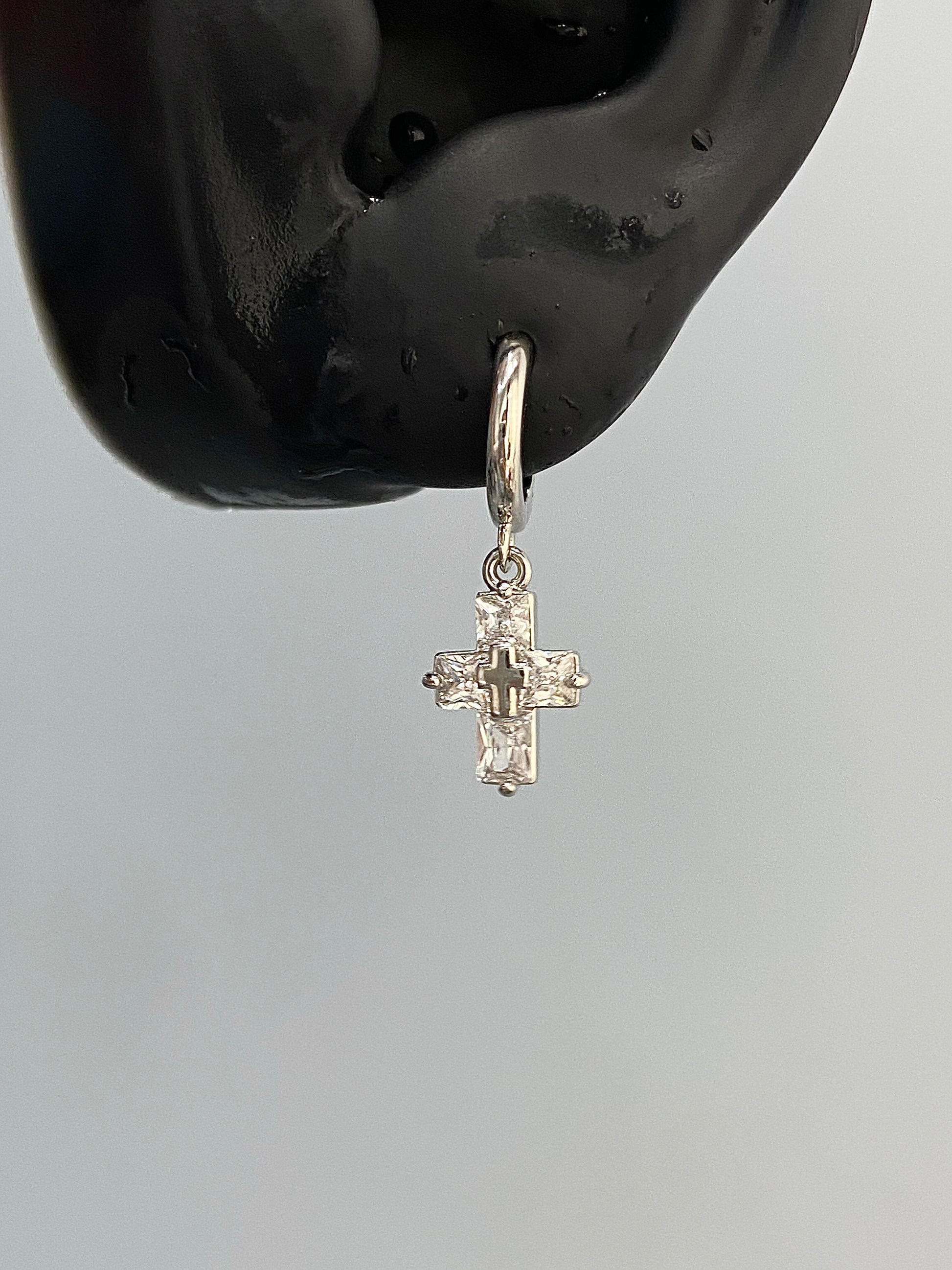 Crystal Cross Helix Earrings