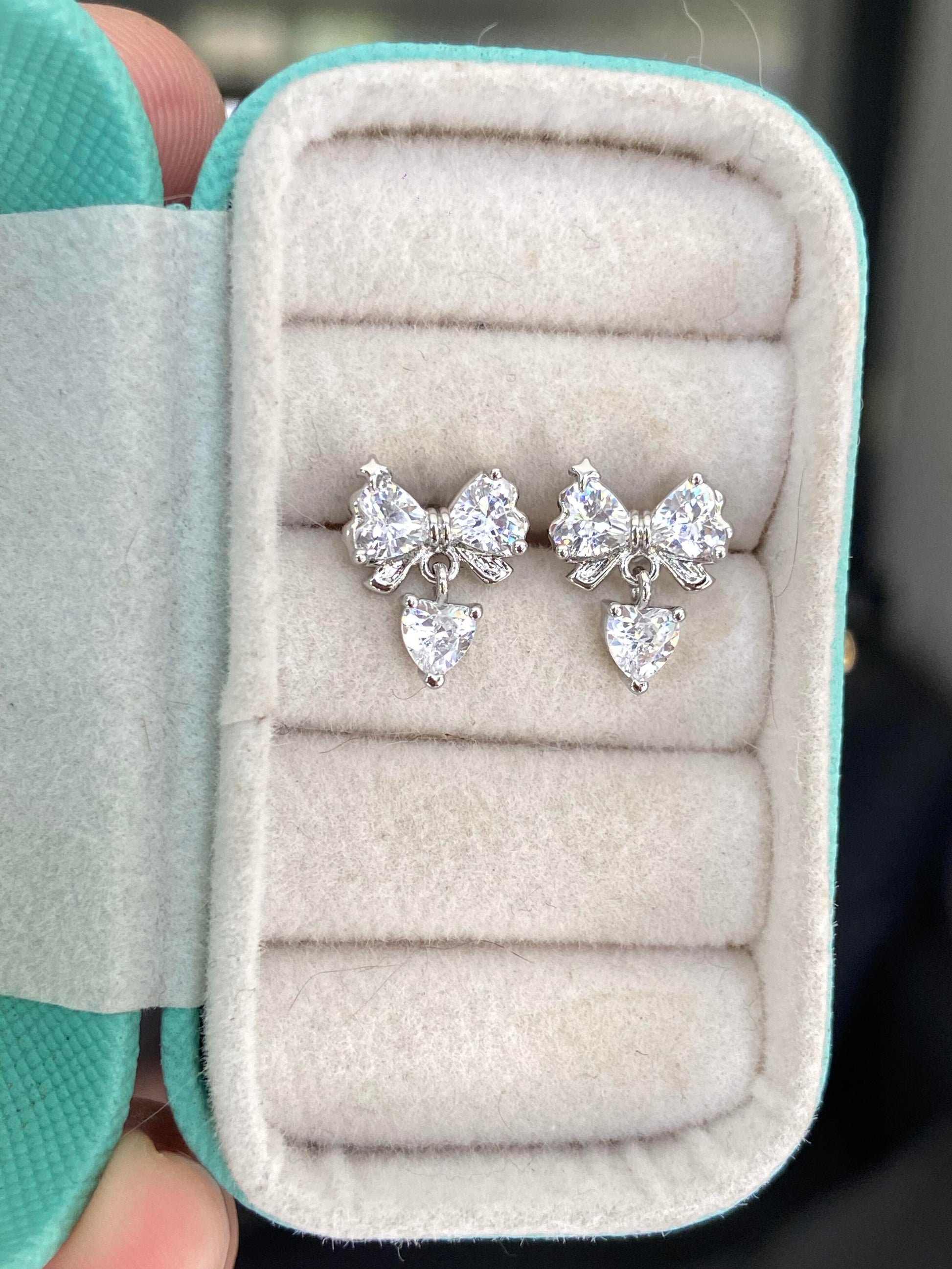 Bow Heart Helix Earrings