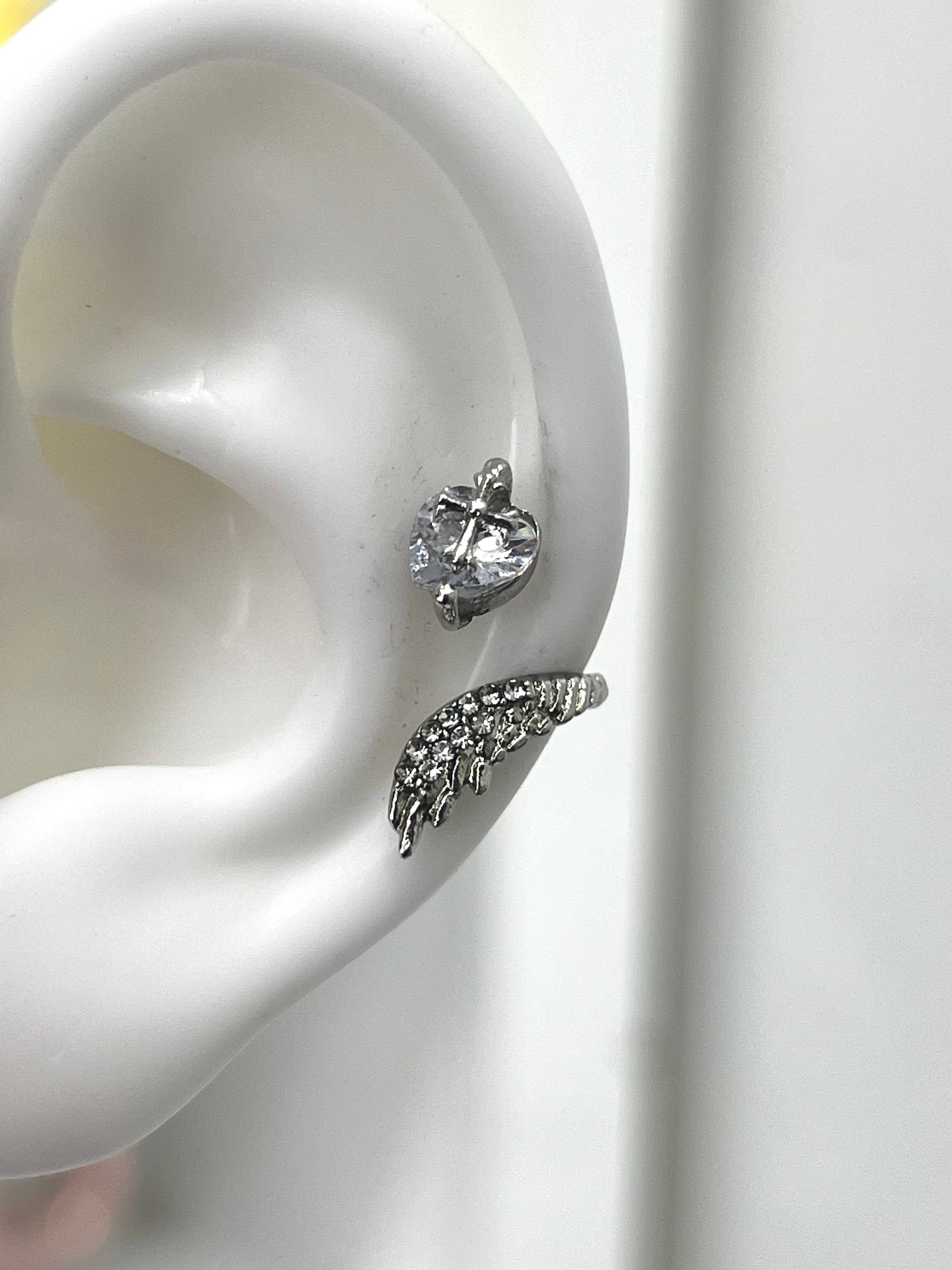 Heart Wings Helix Earrings