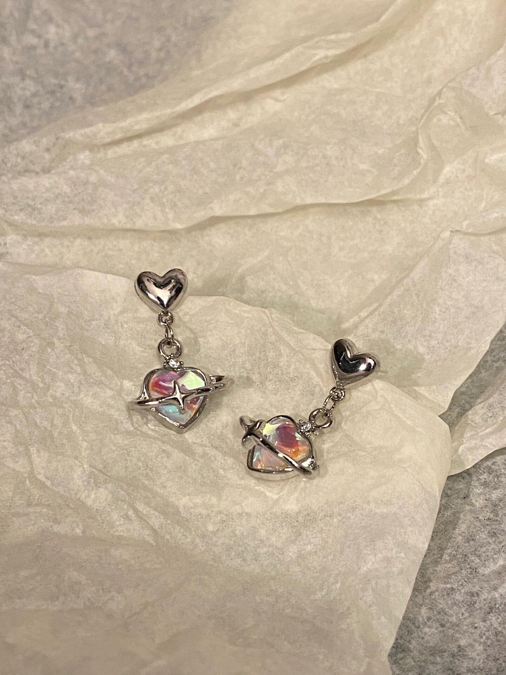 Interstellar Heart Helix Earrings