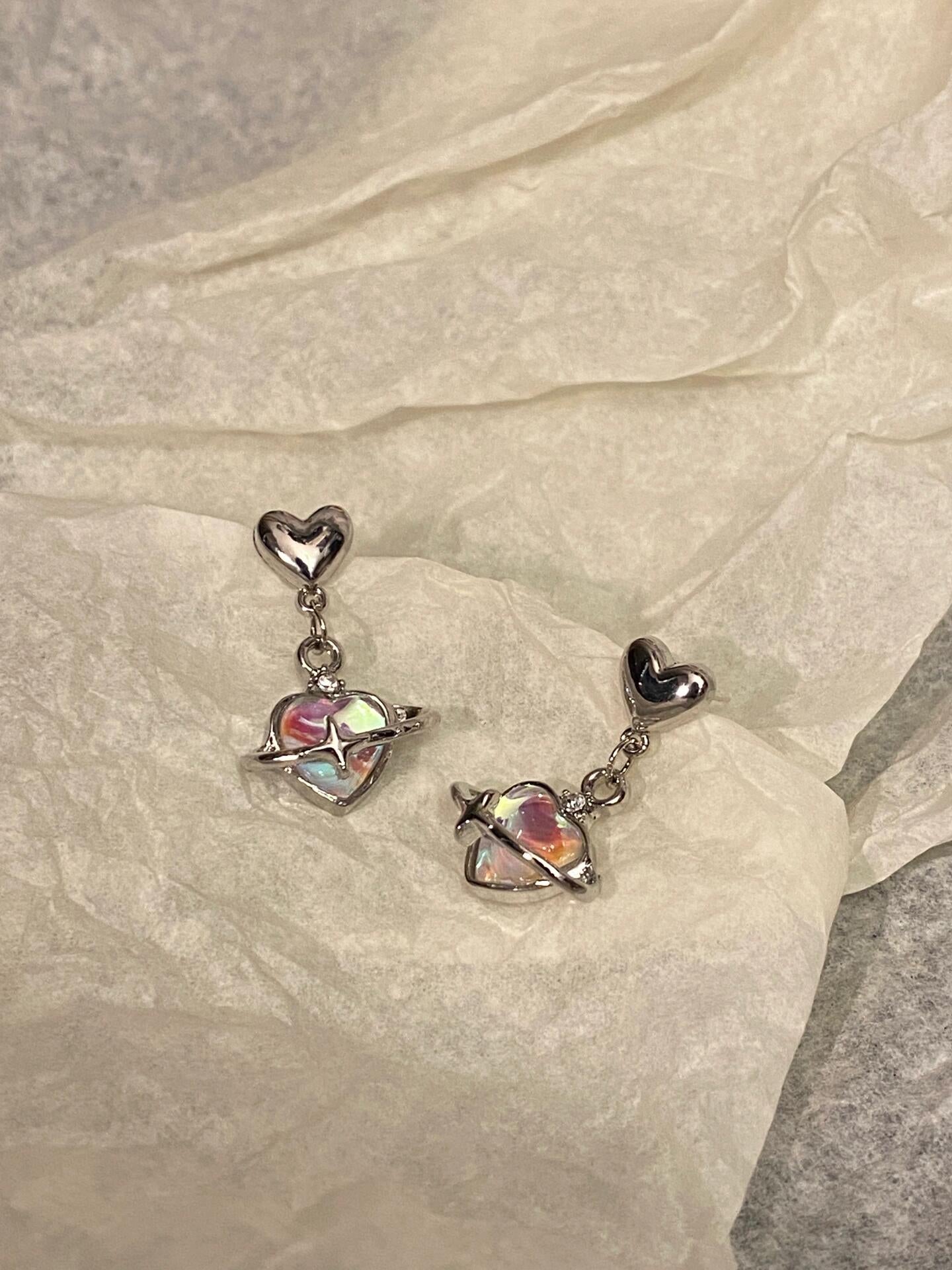 Interstellar Heart Helix Earrings