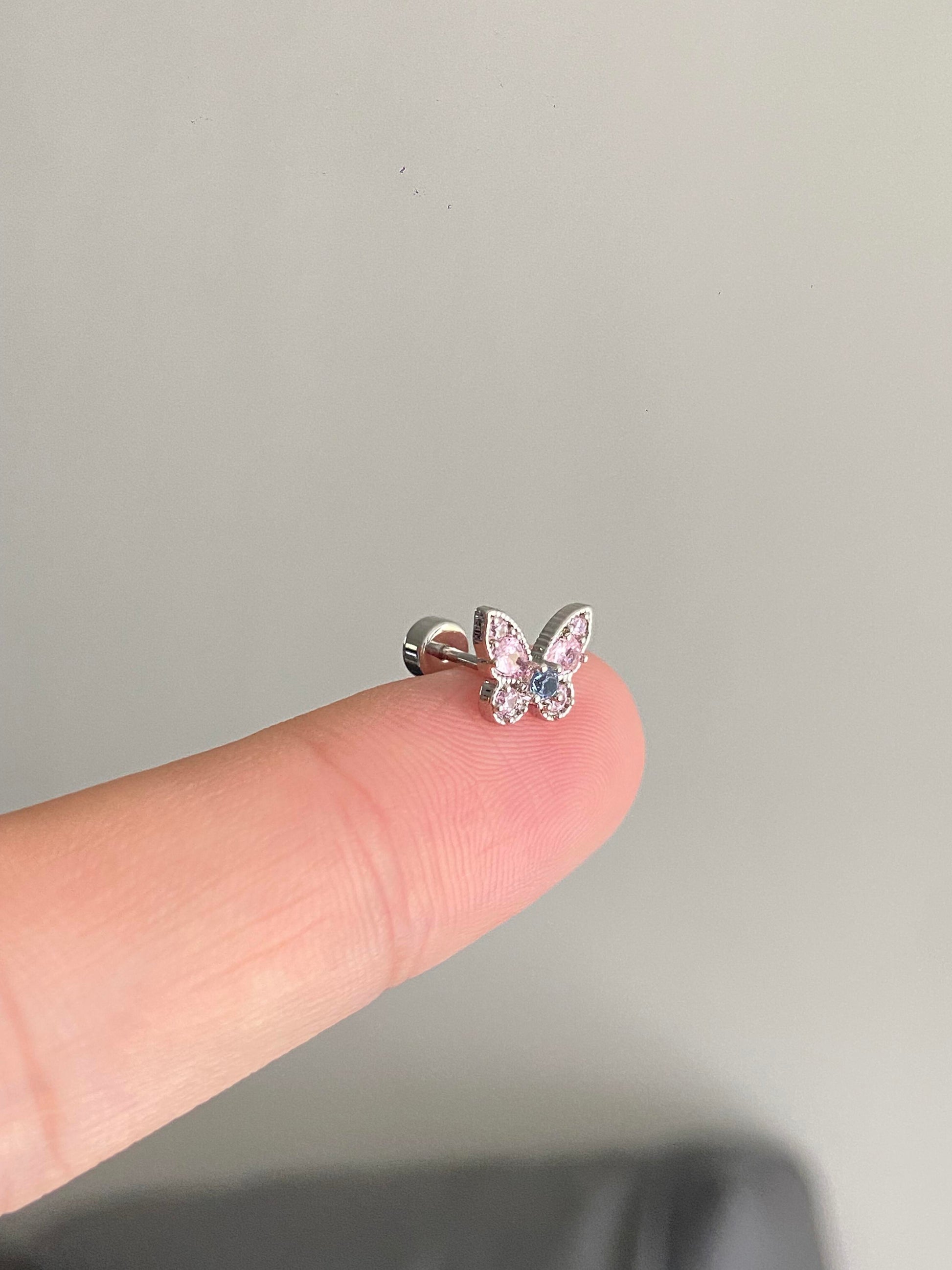 Pink Petal Butterfly Helix Earrings