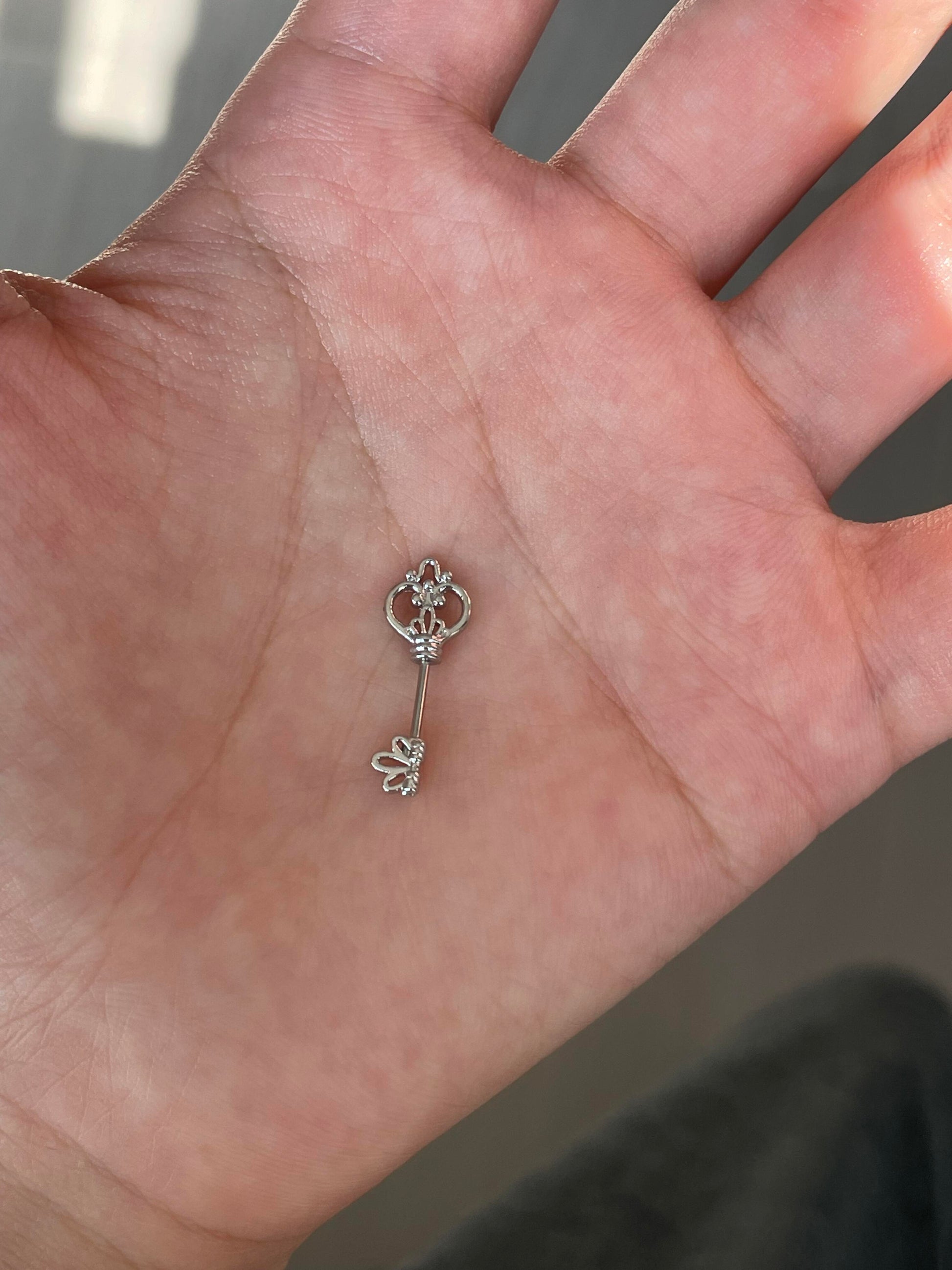 Crimson Key Vertical Helix Earrings