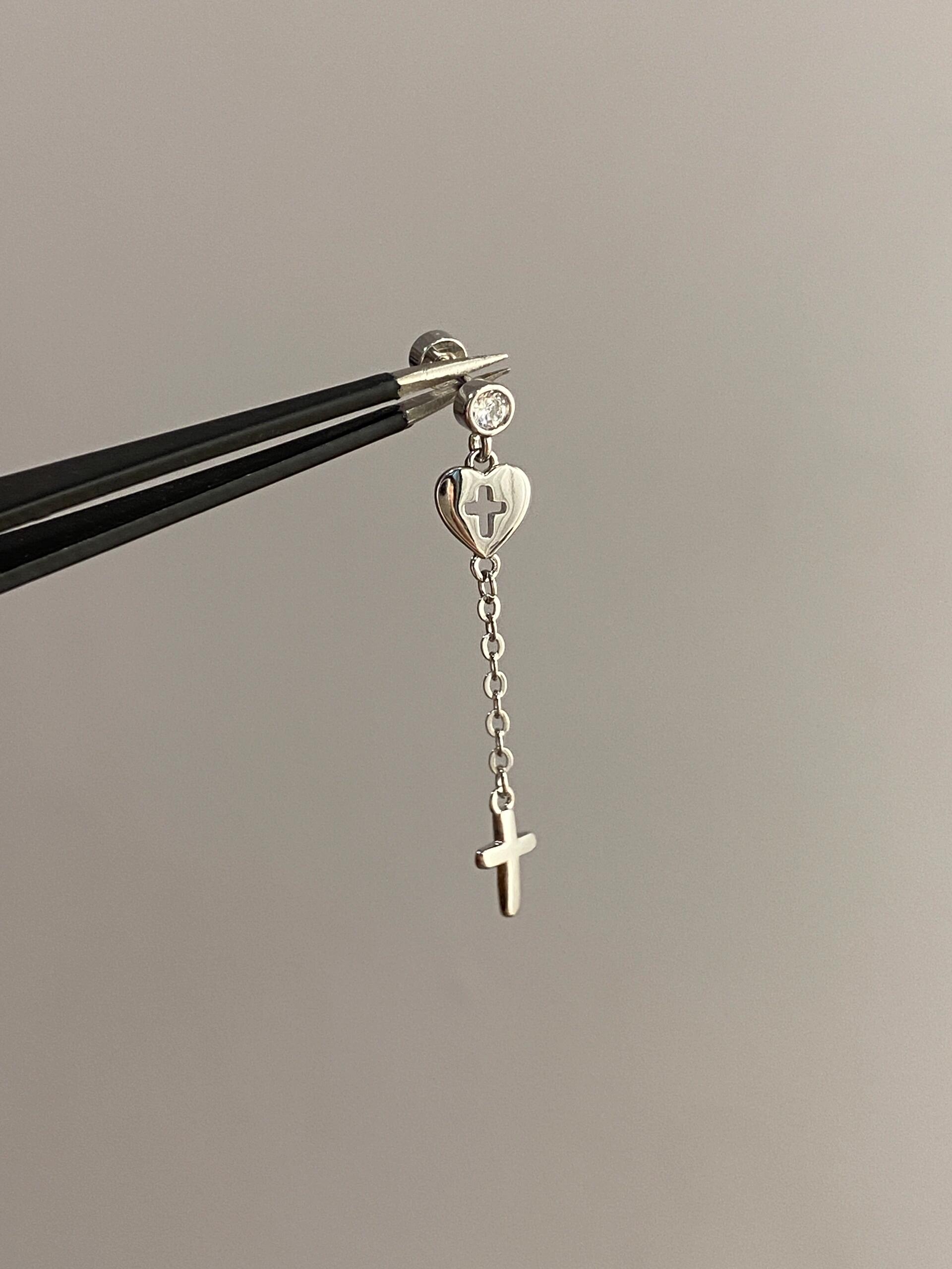 Cross Dangle Helix Earrings