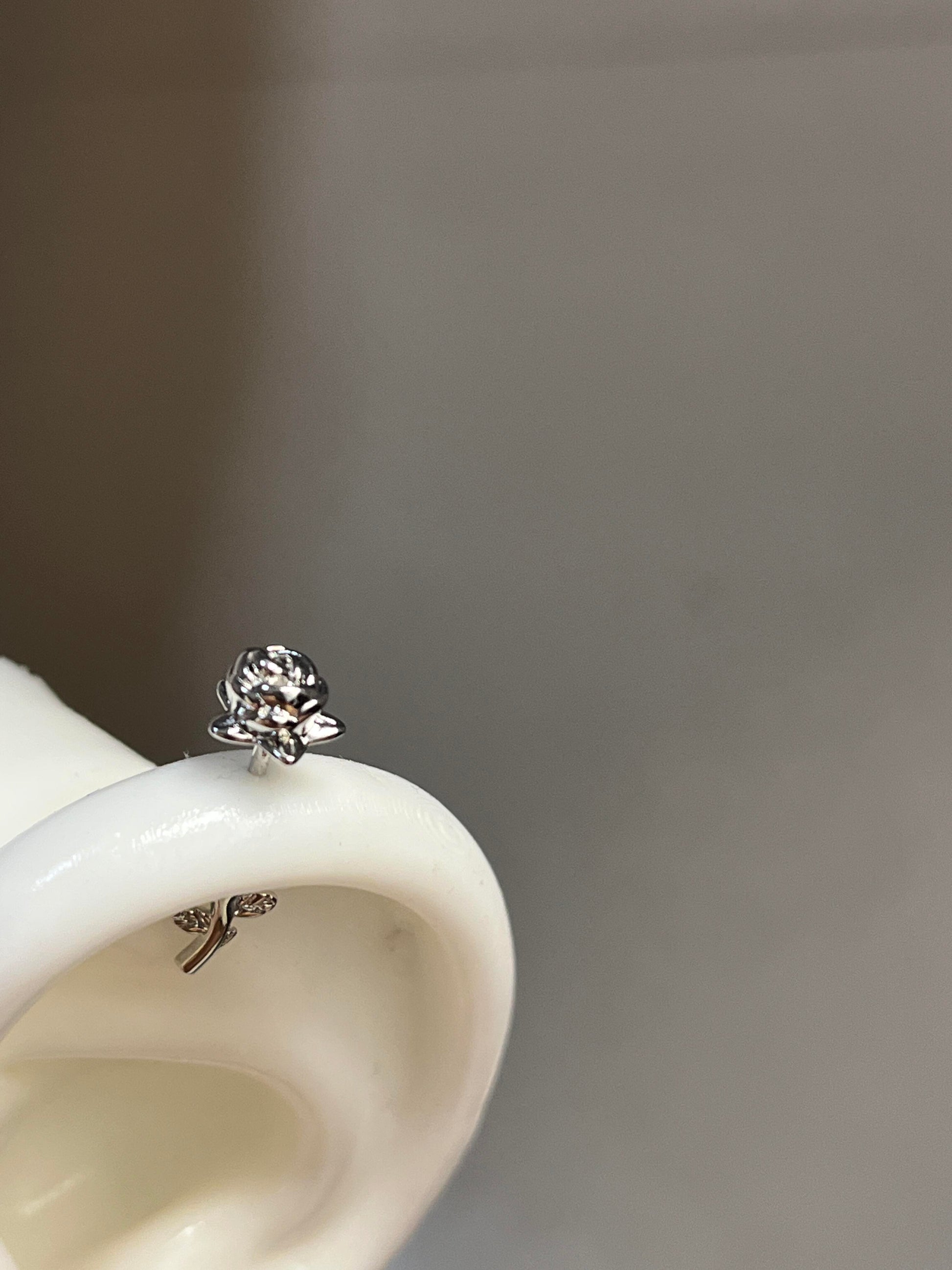Steel Rose Helix Earrings