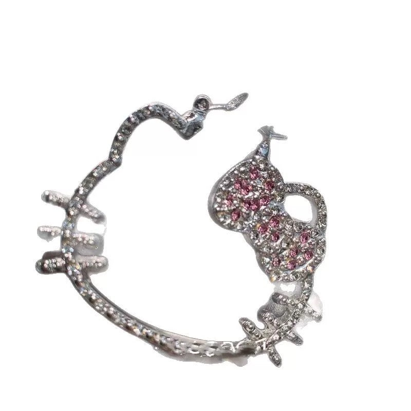 Crystal Kitty Hoop Earrings
