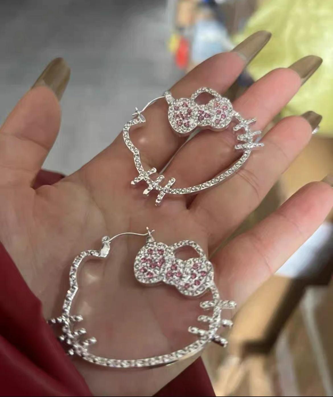 Crystal Kitty Hoop Earrings