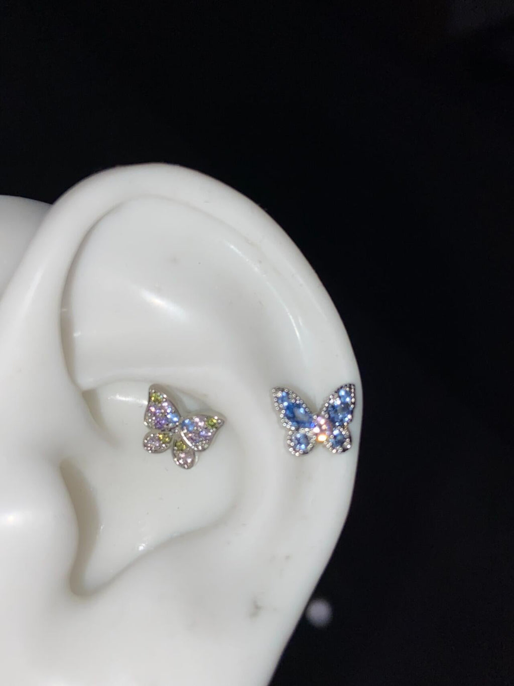 Blue Blossom Butterfly Helix Earrings