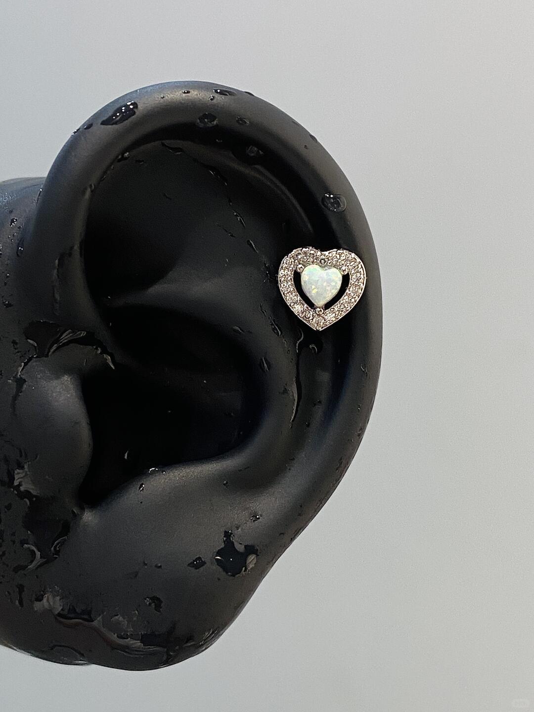Frosted Heart Helix Earrings