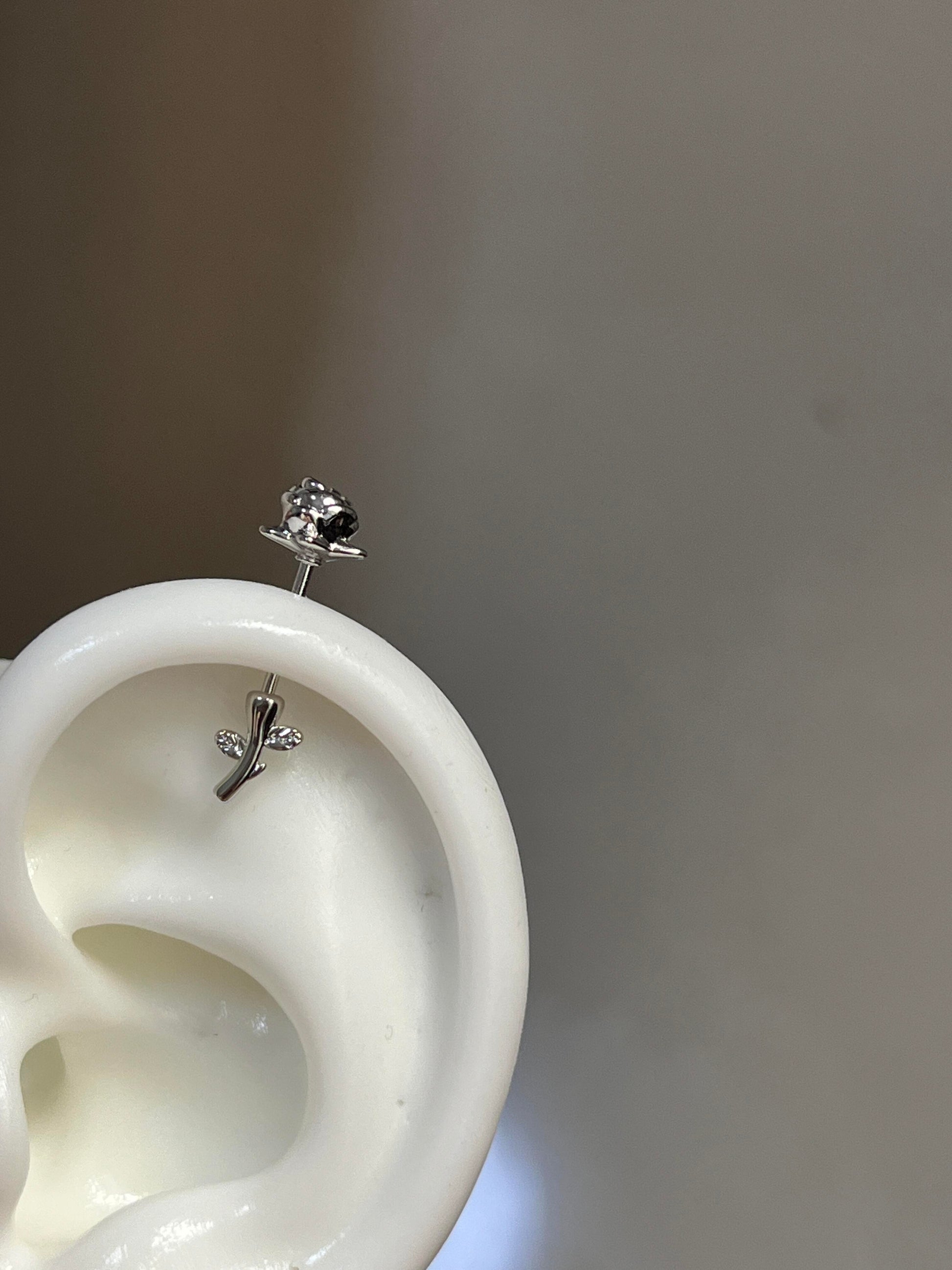 Steel Rose Helix Earrings