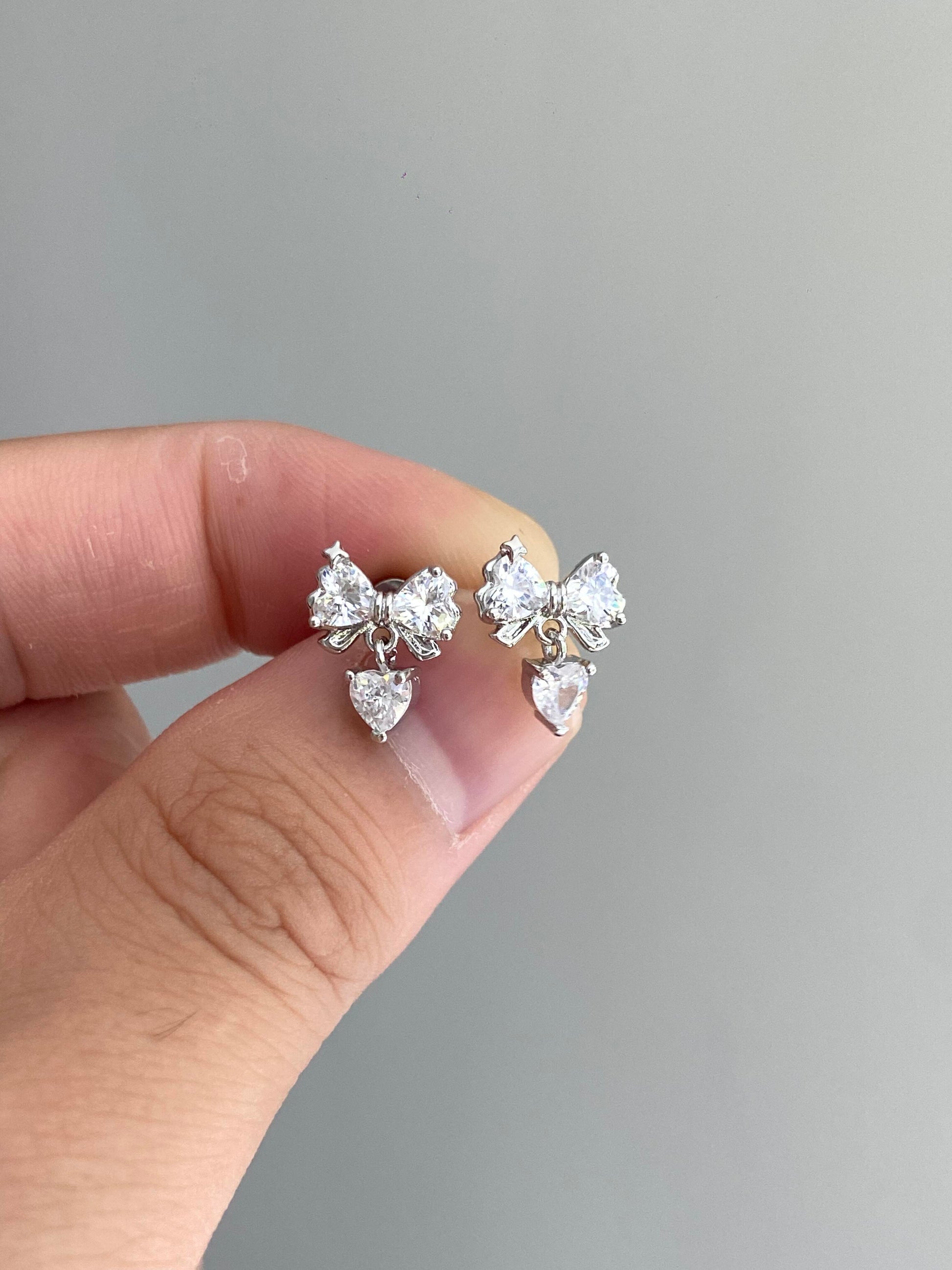 Bow Heart Helix Earrings
