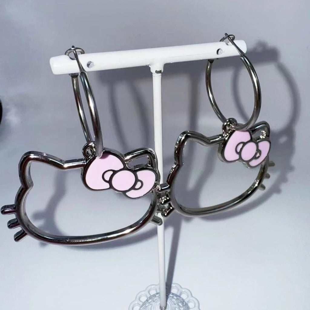 Kitty Charm Hoop Earrings