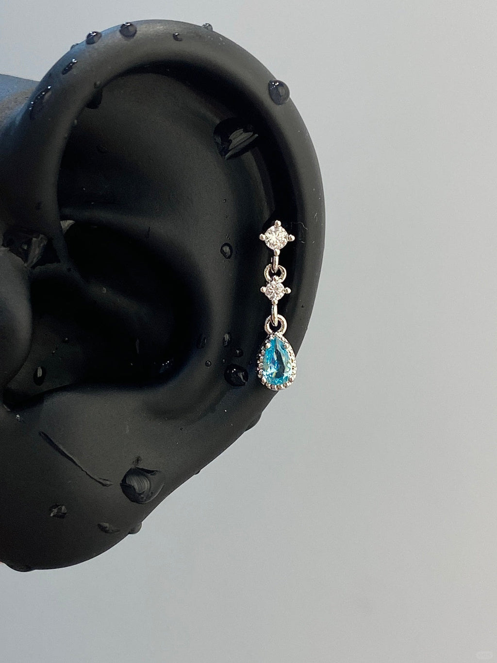 Aqua Teardrop Helix Earrings