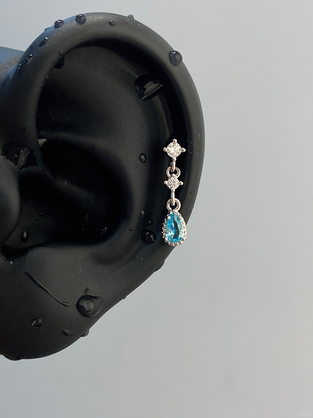 Aqua Teardrop Helix Earrings