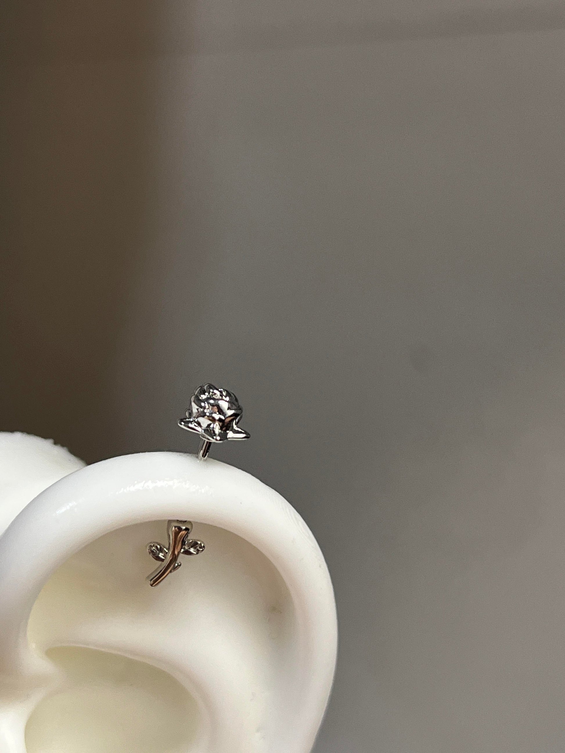 Steel Rose Helix Earrings
