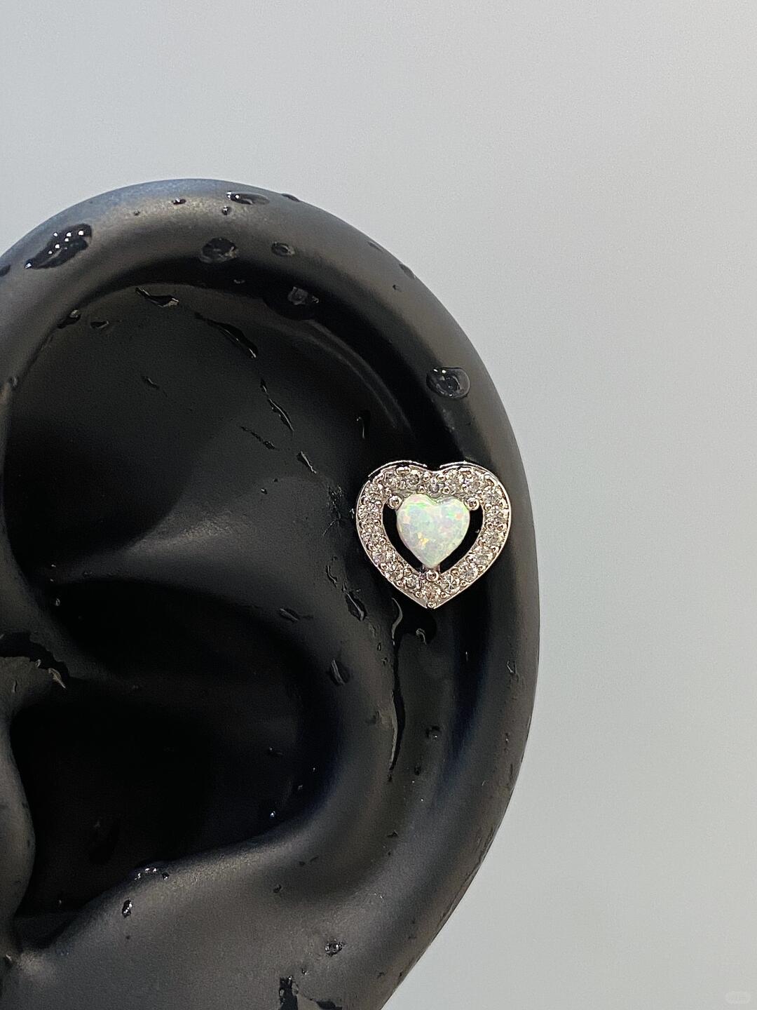 Frosted Heart Helix Earrings