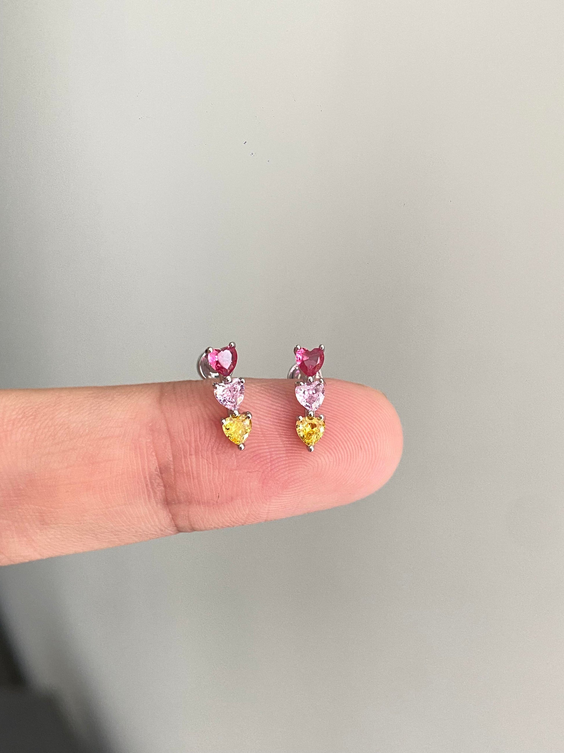 Colourful Hearts Helix Earrings