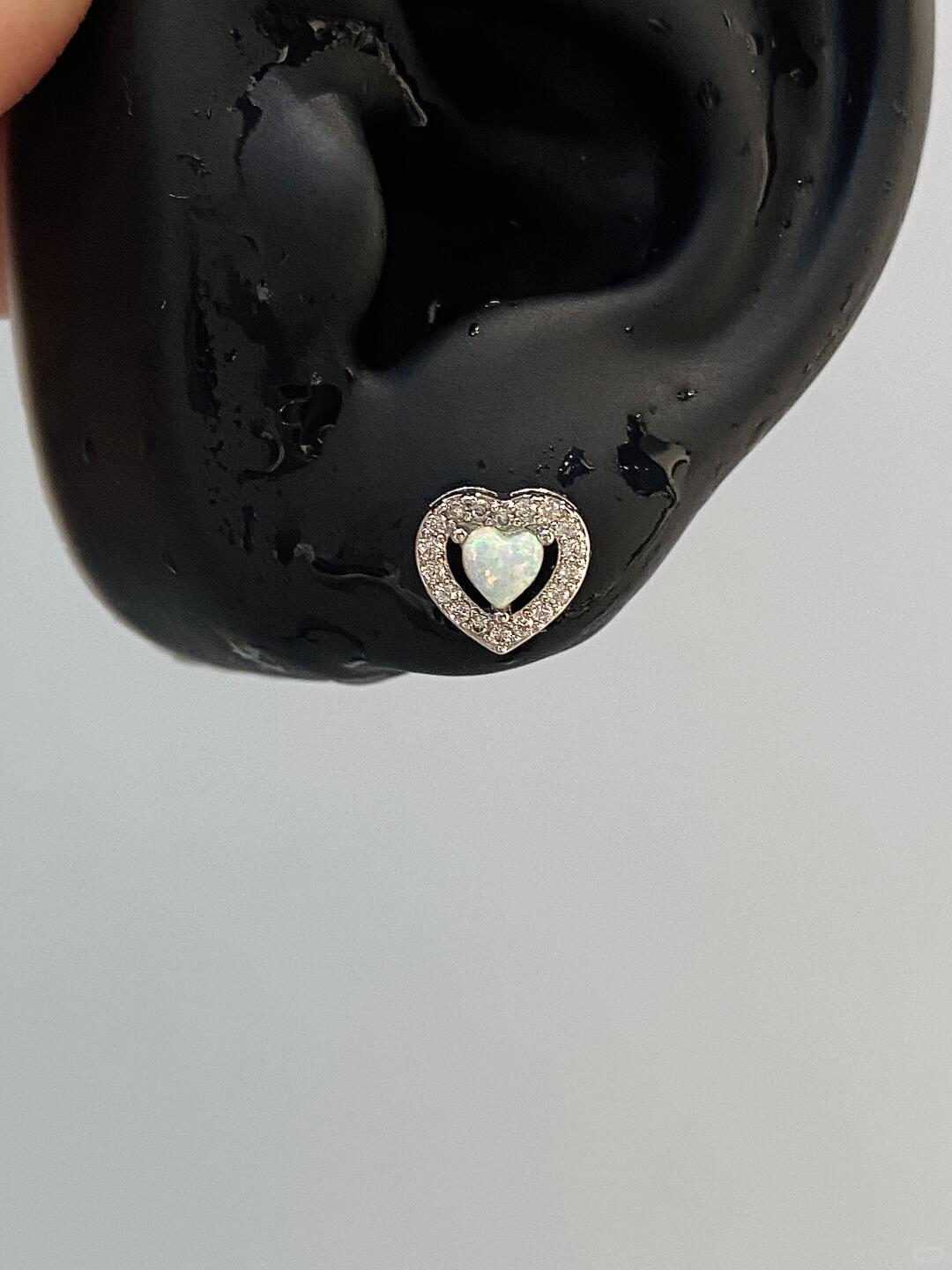 Frosted Heart Helix Earrings