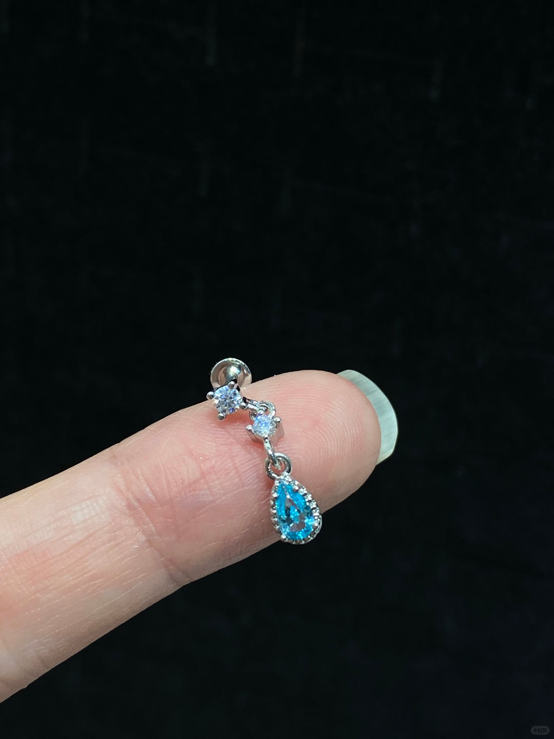 Aqua Teardrop Helix Earrings