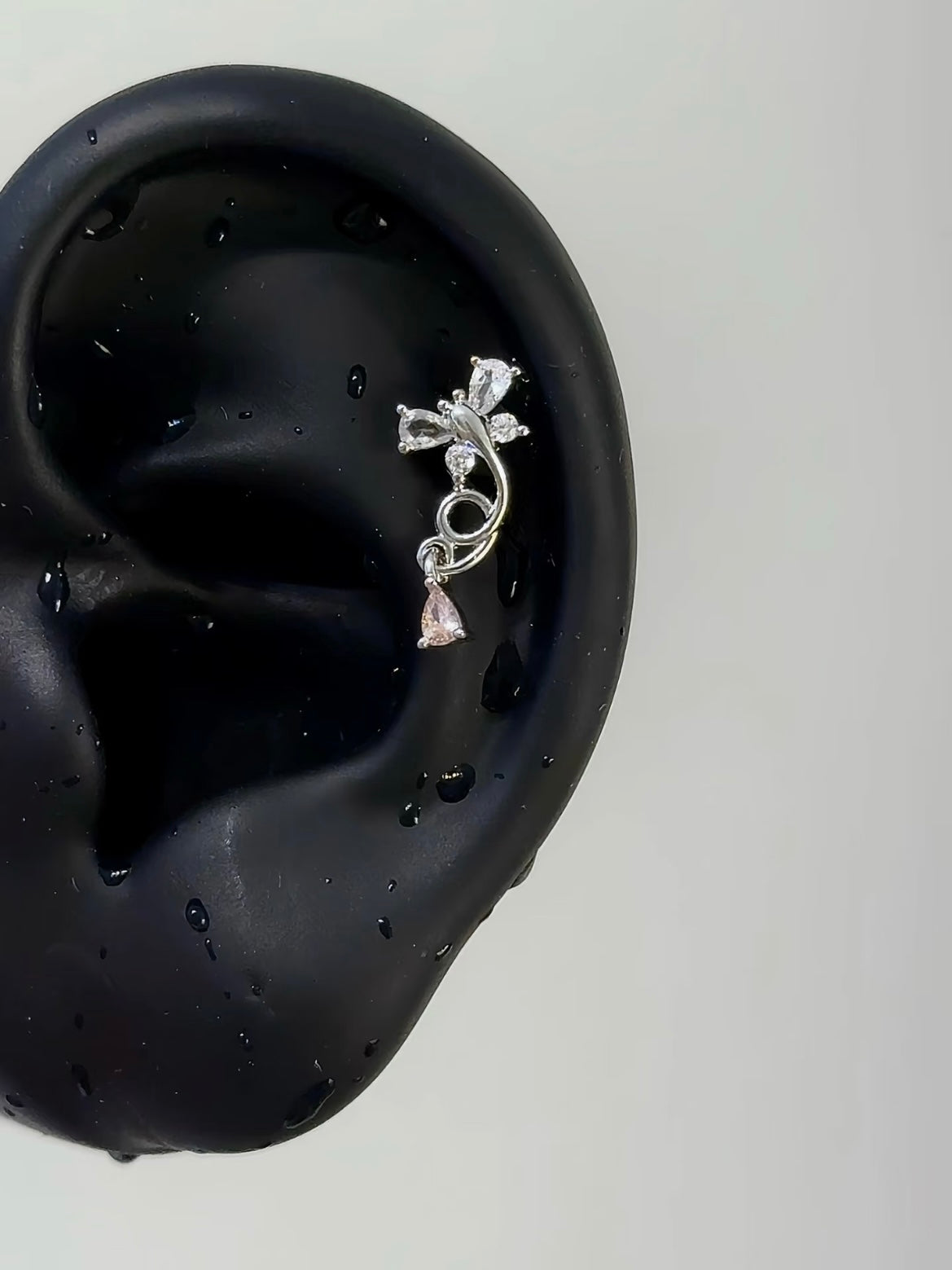 Crystal Dragon Fly Helix Earrings