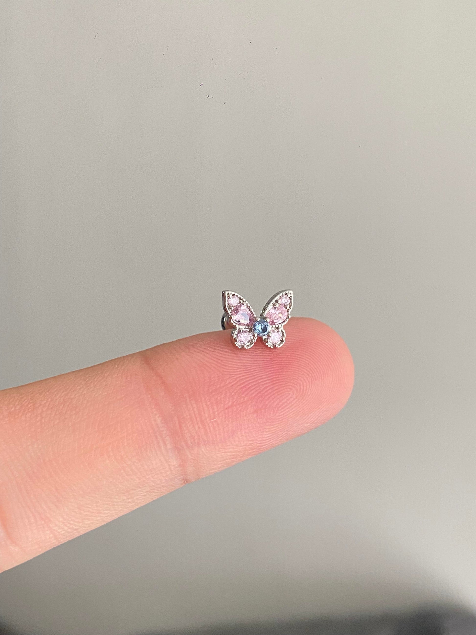 Pink Petal Butterfly Helix Earrings