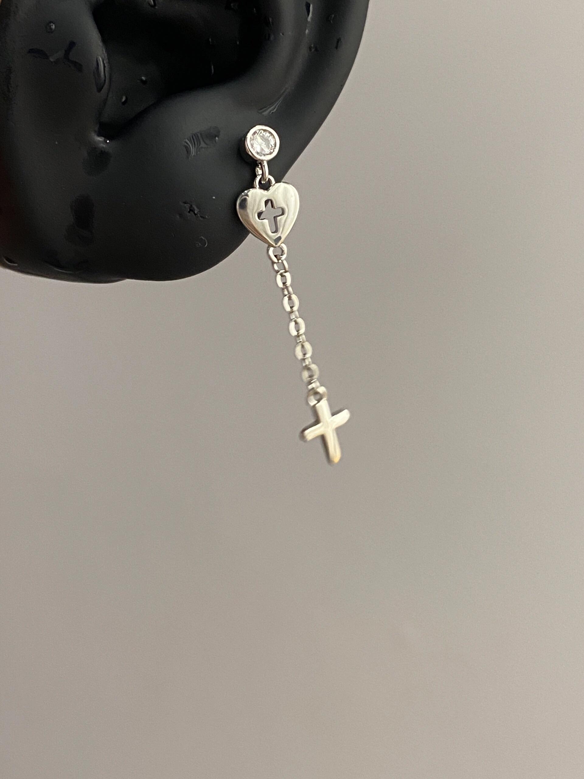 Cross Dangle Helix Earrings