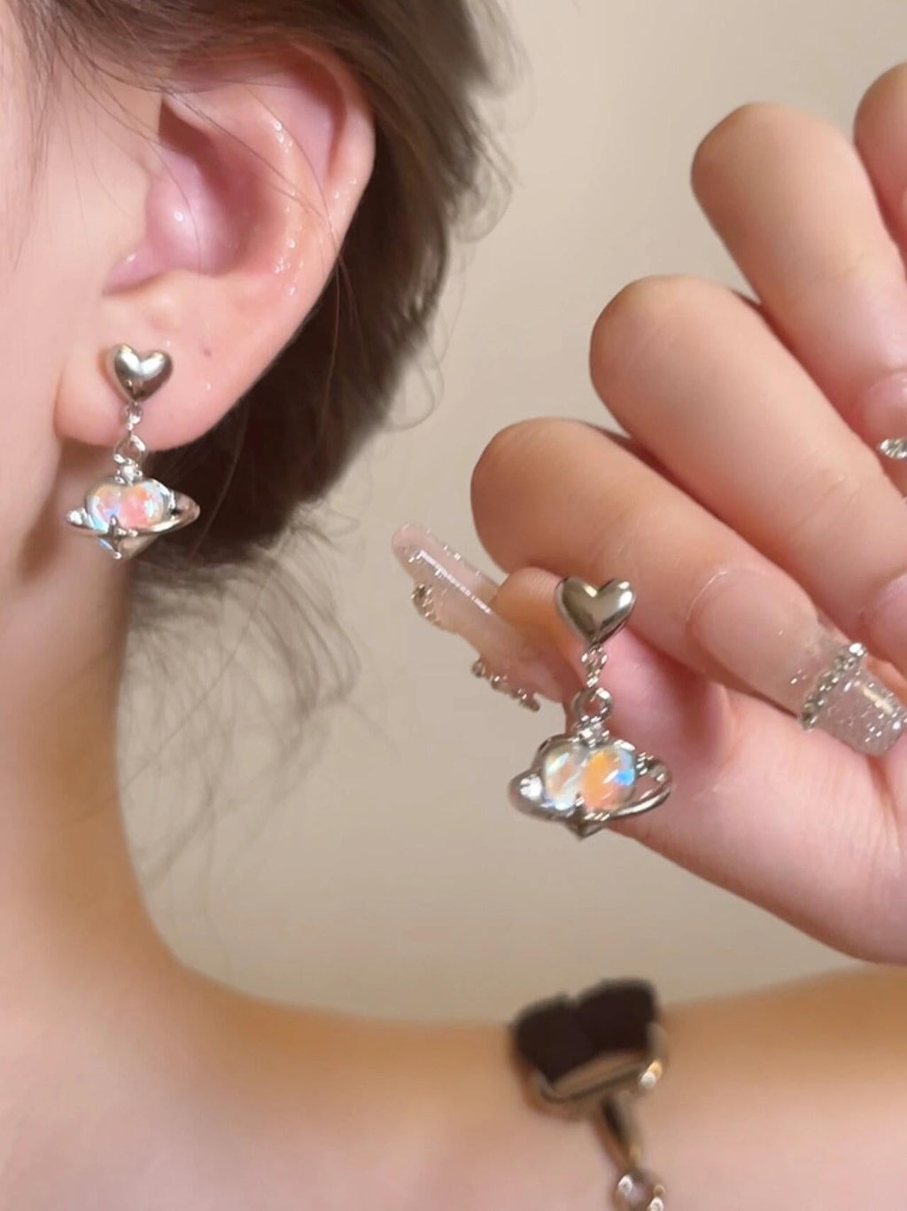 Interstellar Heart Helix Earrings
